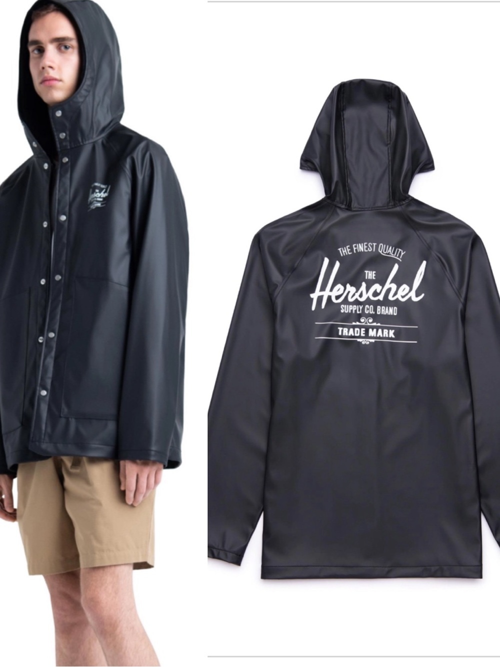 HERSCHEL Supply Co. Men's Rainwear Classic Peacoat Black White Size Small